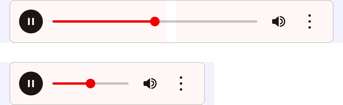 Image of the Full, Full without image, and Compact players as well as a stretched Mini player on small breakpoints