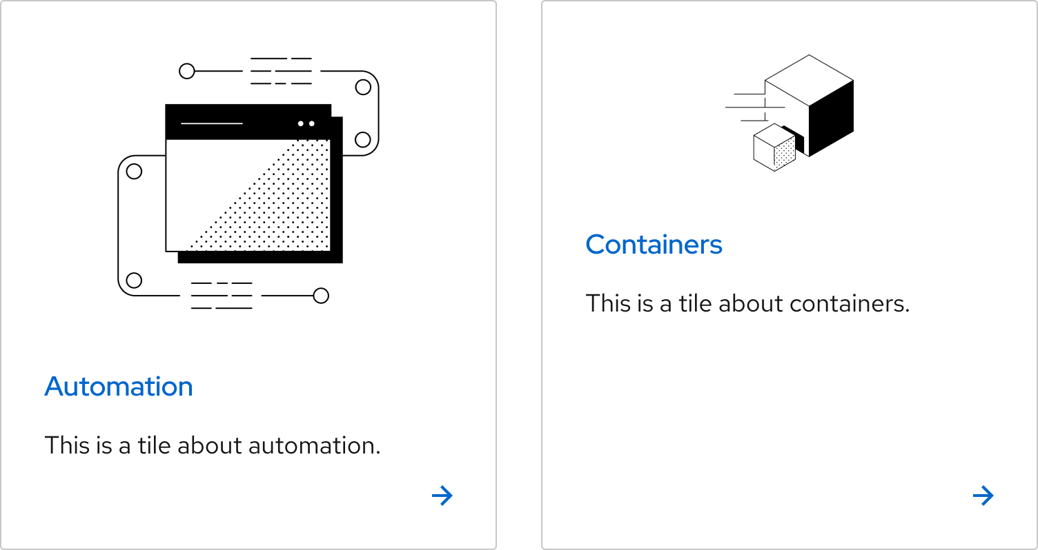 Two link tiles, one with a large image and one with a small image