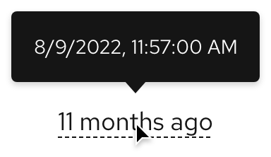 Timestamp with a tooltip on top showing what the date and time would be 11 months previous